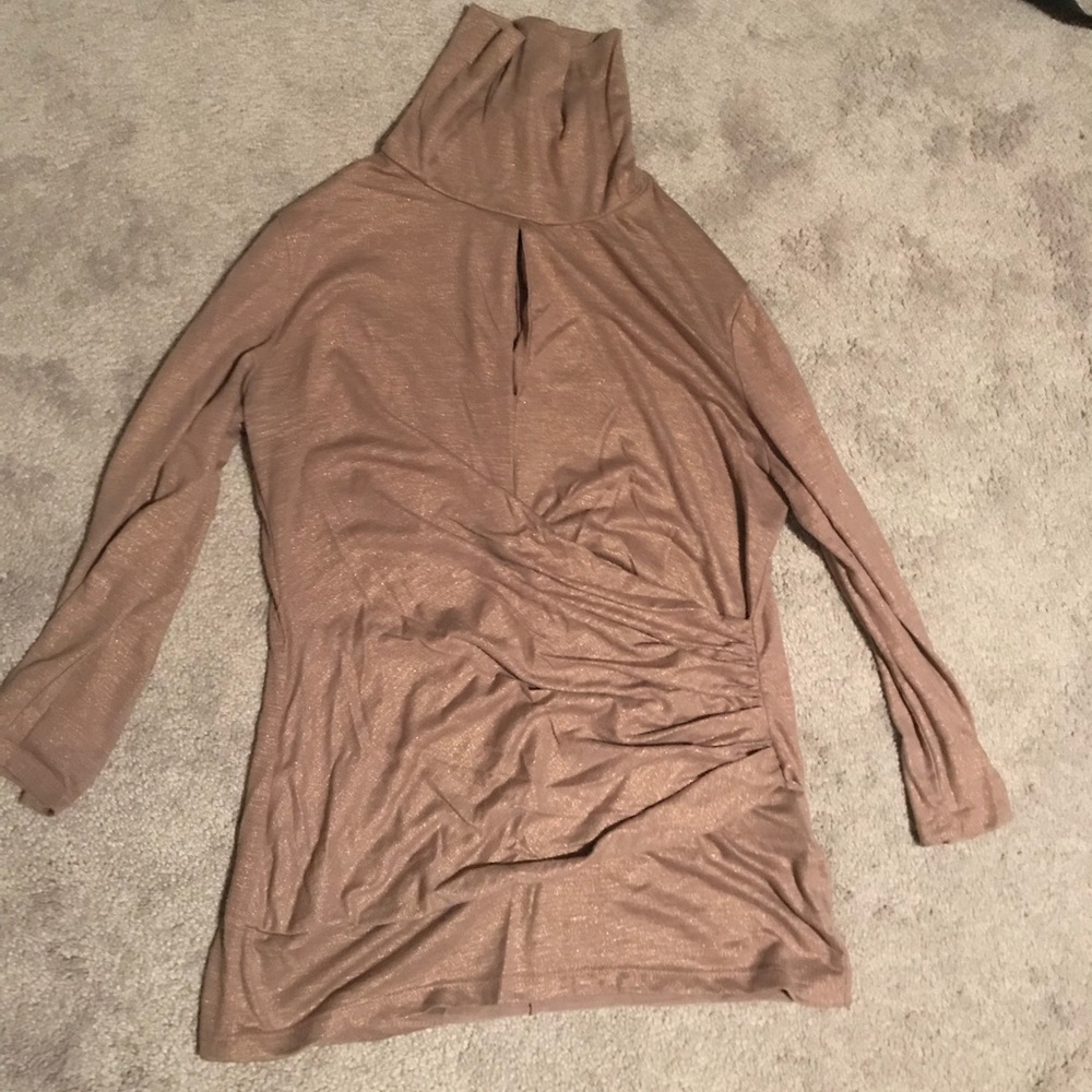 New York and Company gold keyhole blouse